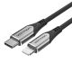 Kabel USB-C 2.0 na Lightning Vention TACHG MFi 3A 1.5m sivi