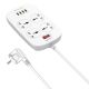 Power strip with 4 AC sockets, 4x USB, LDNIO SC4407, EU/US, 2500W (white)