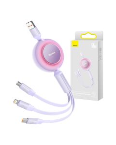 Baseus Bright Mirror 3, USB 3-in-1 cable for micro USB / USB-C / Lightning 66W / 2A 1.1m (Purple)