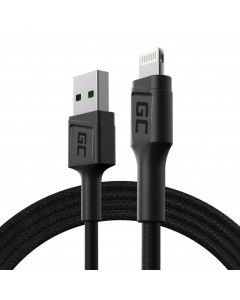Kabel USB-A za Lightning Green Cell GC, 120 cm za iPhone, iPad, iPod, brzo punjenje