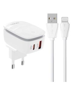 Zidni punjač LDNIO A2425C USB, USB-C + Lightning kabel