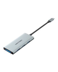 USB-C na HDMI, 3x USB 3.0, SD, TF, PD Hub Vention TOPHB 0,15 m sivi