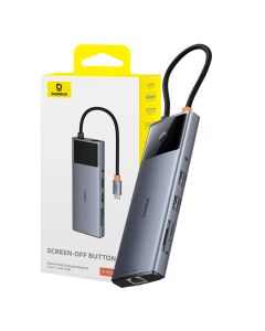 Hub 10u1 Baseus Metal Gleam II Series, USB-C do 1xHDMI, USB-A (10Gbps), USB-C, 2xUSB-A, Ethernet RJ45, SD/TF kartica, mini-jack 3,5 mm, USB-C(PD)