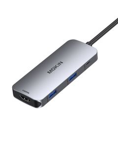 MOKiN 7 u 1 Adapter Hub USB-C na 2x USB 3.0 + 2x USB-C + SD + Micro SD + HDMI (srebrni)