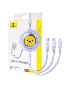 Kabel za punjenje 3w1 Baseus USB na USB-C, USB-M, Lightning 3,5A, 1,1m (ljubičasti)