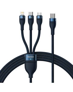 3in1 USB cable Baseus Flash Series 2, USB-C + micro USB + Lightning, 100W, 1.5m (blue)