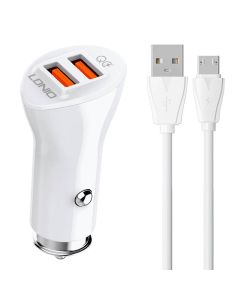 LDNIO C511Q 2USB Auto punjač + MicroUSB kabel