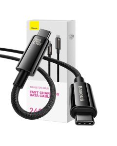 USB-C na USB-C kabel Baseus Tungsten Gold 240W 1m (crni)