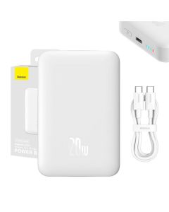 Powerbank Baseus Magnetic, 10000mAh, USB-C 20W, MagSafe (bijeli)