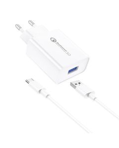 Foneng EU13 zidni punjač + USB na USB-C kabel, 3 A (bijeli)