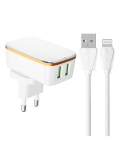 Zidni punjač LDNIO A2204 2USB + Lightning kabel