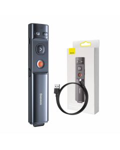 Baseus Orange Dot Multifunctionale remote control for presentation, with a green laser pointer - gray