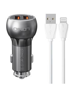 LDNIO C503Q 2USB auto punjač + Lightning kabel