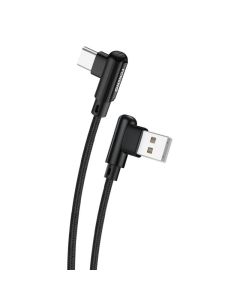 Foneng X70 kutni USB na USB-C kabel, 3A, 1m (crni)