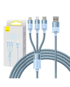 3u1 USB kabel Baseus StarSpeed Series, USB-C + Micro + Lightning 3,5A, 1.2m (plavi)