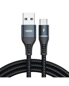 Cable USB-C Remax Colorful Light, 1m, 2.4A (black)