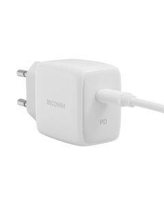 Zidni punjač 25 W PD Ricomm RC251 EU, 1xUSB-C + 2,1 m USB-C kabel