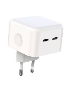 Zidni punjač XO L102, 2x USB-C, 35W (bijeli)