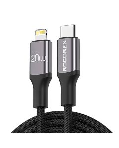 Kabel za brzo punjenje Rocoren USB-C na Lightning Retro Series 2m (siv)