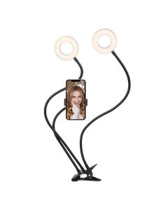 Phone holder / Stand with Dual Ring Light Cygnett (black)