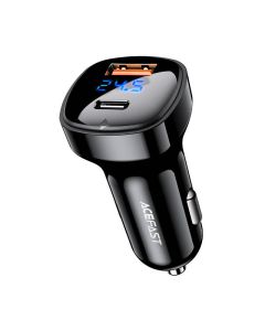 Auto punjač Acefast B4, 66W, USB-C + USB, sa zaslonom (crni)