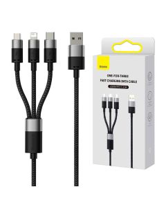 3u1 USB kabel Baseus StarSpeed Series, USB-C + Micro + Lightning 3,5A, 1.2m (crni)