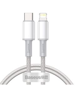 Baseus pleteni kabel visoke gustoće Type-C na Lightning, PD, 20 W, 1 m (bijeli)