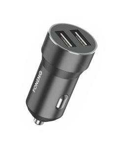 Metalni auto punjač dual USB Foneng C08 2.4A (crni)