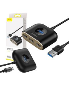 Baseus kvadratni okrugli USB adapter, HUB USB 3.0 na 1x USB 3.0 + 3x USB 2.0.1m (crni)