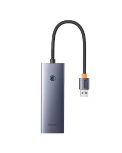 Hub Baseus UltraJoy Series Lite 4 priključka (USB na USB 3.0*4+Type-C 5V) (sivo)