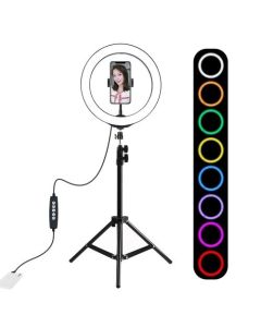 Stativ Puluz 1,1 m + 26 cm RGBW LED prsten Vlogging PKT3044