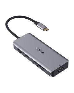 MOKiN adapter/priključna stanica 9 u 1 USB C na 2x USB 2.0 + USB 3.0 + 2x HDMI + DP + PD + SD + Micro SD (srebrni)