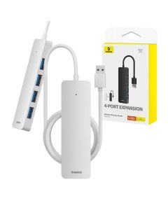 4in1 Hub Baseus UltraJoy Lite USB-A to USB 3.0 1m (white)