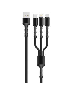 USB na Lightning / Micro USB / USB-C kabel LDNIO LC93 3u1, 3.4A (crni)