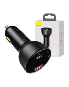 Car charger Baseus Superme, USB, USB-C, 100W (black)