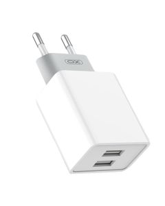 Zidni punjač XO L65, 2x USB + USB kabel (bijeli)