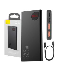 Powerbank Baseus Adaman Metal, 10000mAh, 2xUSB, USB-C, Lightning, MicroUSB 22.5W (black)