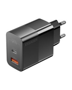 Punjač USB-C+USB-A 33W Essager GaN (crni)