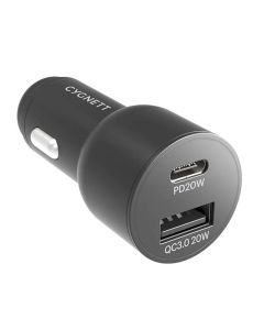 Auto punjač Cygnett USB, USB-C 20W (crni)