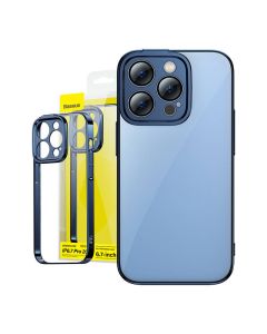 Baseus Glitter Transparent Case and Tempered Glass set for iPhone 14 Pro Max (blue)