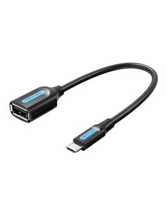 Adapterski kabel OTG mikro USB muški na USB-A ženski Vention CCUBB 2A 0,15 m (crni)