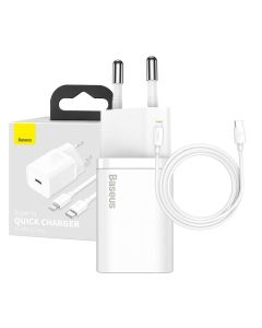 Baseus Super Si Quick Charger 1C 20W s USB-C kabelom za Lightning 1m (bijeli)