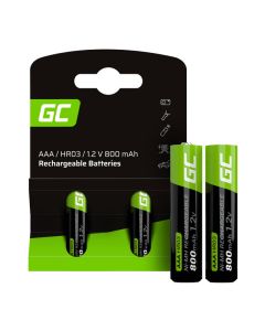 Green Cell Rechargeable Batteries Sticks 2x AAA HR03 800mAh