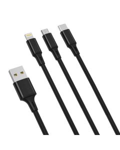 3u1 kabel XO USB-C / Lightning / Micro 2.4A, 1,2m (crni)