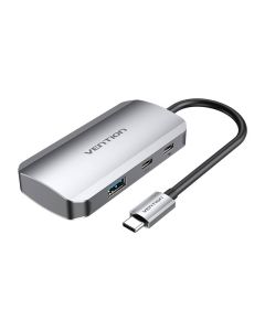 USB-C na USB-C priključna stanica, 3x USB3.0, PD 0,15m Vention TNDHB, siva