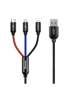 Baseus Rapid USB kabel 3u1 tip C / Lightning / Micro 3A 1,2M - crni