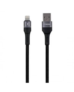 USB kabel za Lightning Foneng X79, LED, pleten, 3A, 1m (crni)