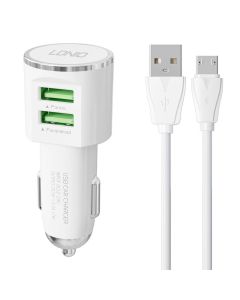 LDNIO DL-C29 auto punjač, 2x USB, 3.4A + Micro USB kabel (bijeli)