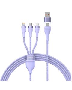 3in1 USB cable Baseus Flash Series 2, USB-C + micro USB + Lightning, 100W, 1.2m (purple)