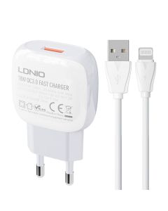 Zidni punjač LDNIO A1306Q 18W + Lightning kabel